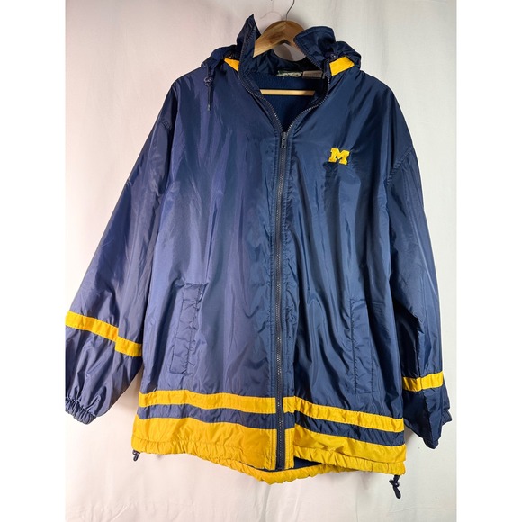 Kocal Other - VTG Kocal Michigan Wolverines‎ Jacket Navy Blue Yellow Hooded Raincoat XL